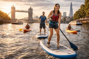 A traveler enjoying outdoor adventure activities in London while exploring the city’s scenic urban landscape.