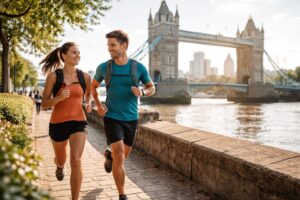 A traveler enjoying outdoor adventure activities in London while exploring the city’s scenic urban landscape.
