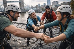 A traveler enjoying outdoor adventure activities in London while exploring the city’s scenic urban landscape.