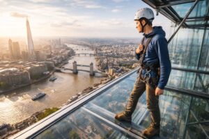 A traveler enjoying outdoor adventure activities in London while exploring the city’s scenic urban landscape.