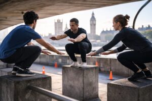 A traveler enjoying outdoor adventure activities in London while exploring the city’s scenic urban landscape.