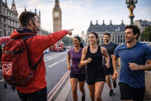 A traveler enjoying outdoor adventure activities in London while exploring the city’s scenic urban landscape.