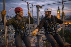 A traveler enjoying outdoor adventure activities in London while exploring the city’s scenic urban landscape.