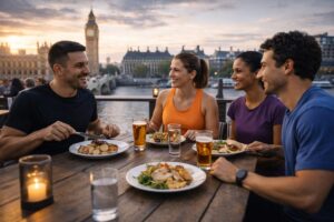 A traveler enjoying outdoor adventure activities in London while exploring the city’s scenic urban landscape.