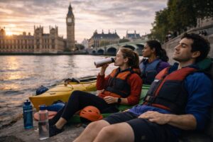 A traveler enjoying outdoor adventure activities in London while exploring the city’s scenic urban landscape.