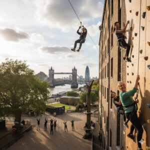 A traveler enjoying outdoor adventure activities in London while exploring the city’s scenic urban landscape.