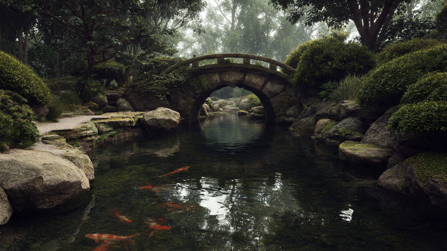 Hidden parks in London featuring a peaceful stone bridge over a calm pond, showcasing one of the lesser known green spaces in London away from busy city streets