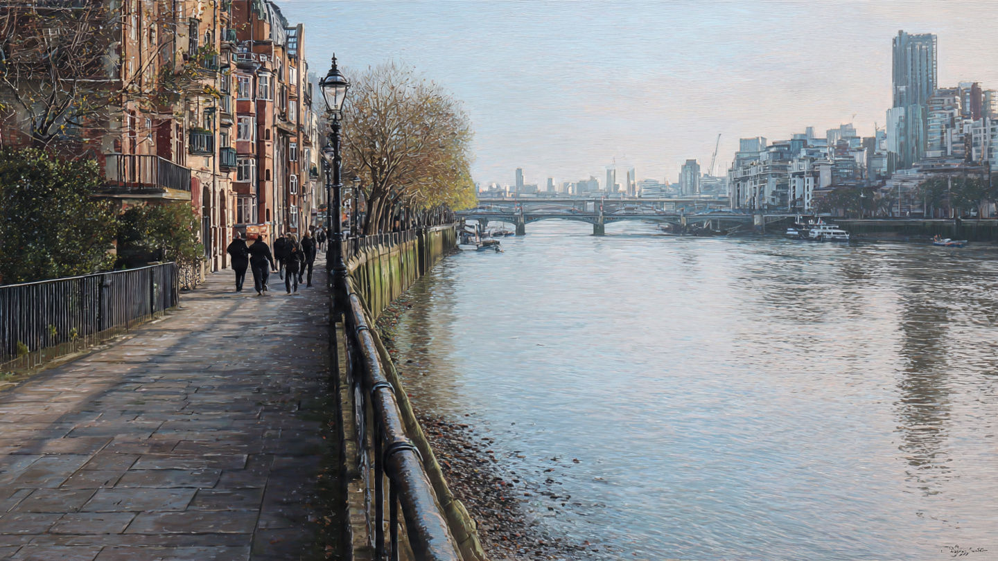 Riverside walk along the River Thames in central London as part of a 1 day London itinerary and one day in London walking route