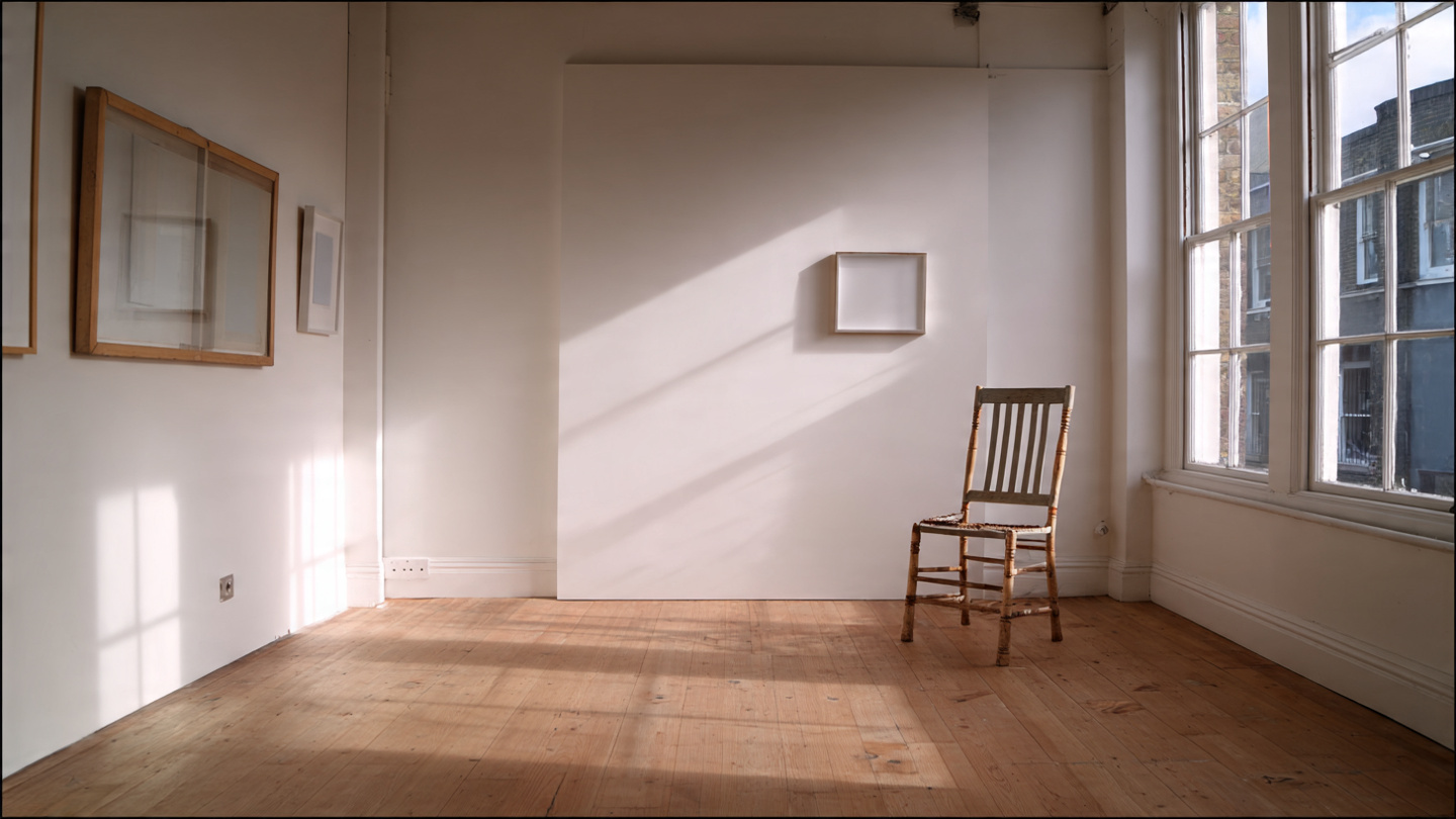 Hidden art spaces in London featuring a minimalist independent gallery with contemporary artworks, natural light, and a quiet alternative art setting