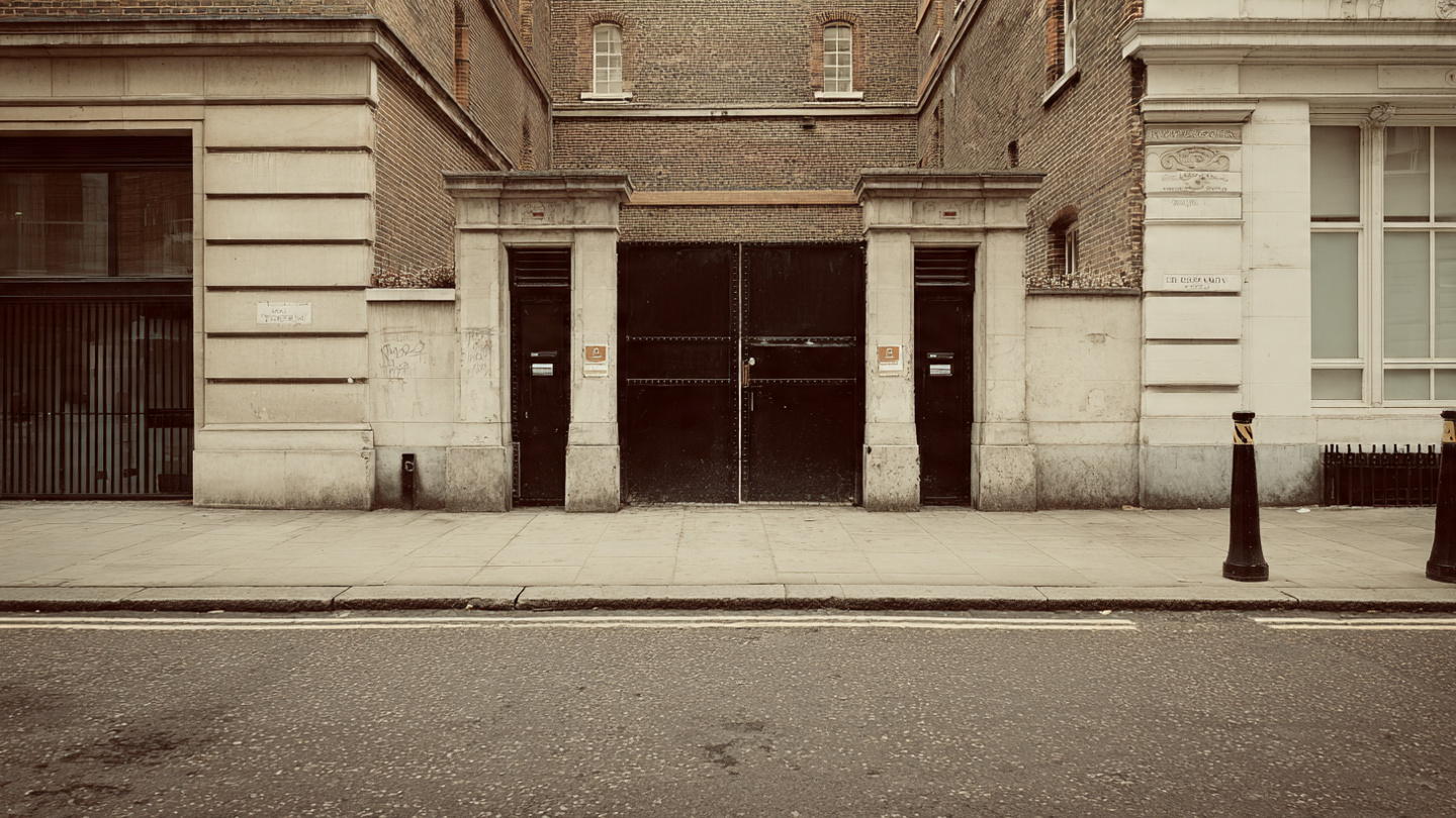 A closed historic building in London with locked gates and no public access, illustrating abandoned places in London that should be viewed from outside only
