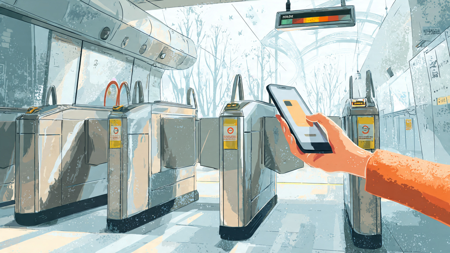 Using a smartphone for oyster vs contactless payment at London Underground ticket gates during a train station entry